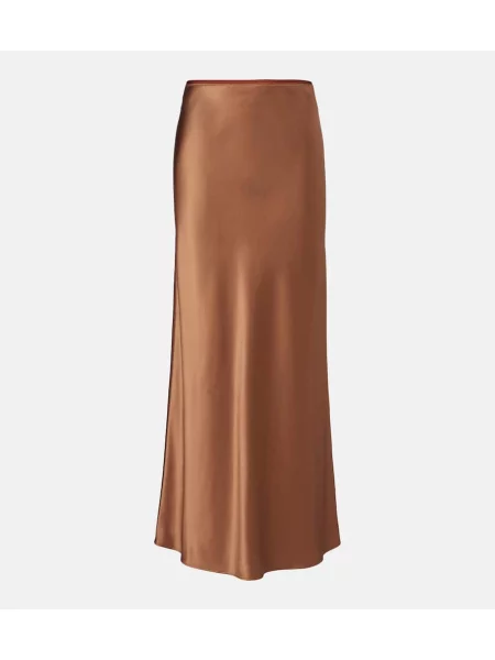 Fusta maxi Joseph din satin maro
