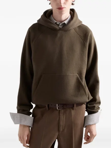 Hanorac cu glugă Prada din fleece verde
