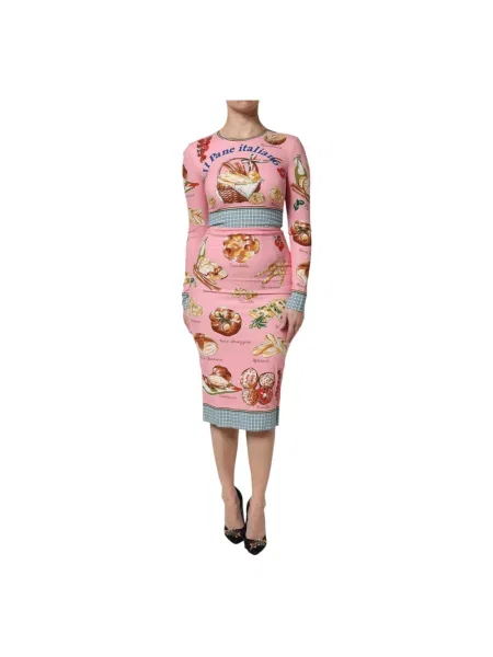 Sukienka midi Dolce And Gabbana z nadrukiem różowa