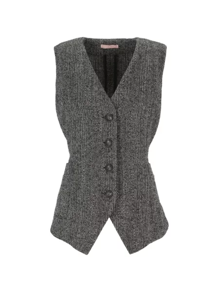 Cu centură geacă Kristina Ti cu model herringbone negru
