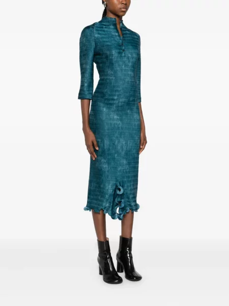 Rochie midi Fendi cu volane până la genunchi de costum albastru