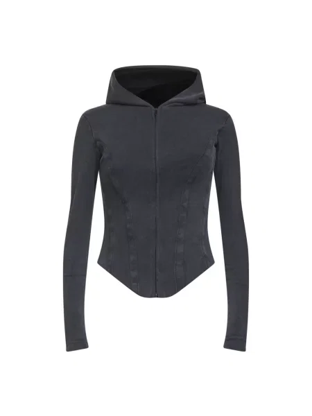 Lniany sweter Balenciaga z kapturem czarny