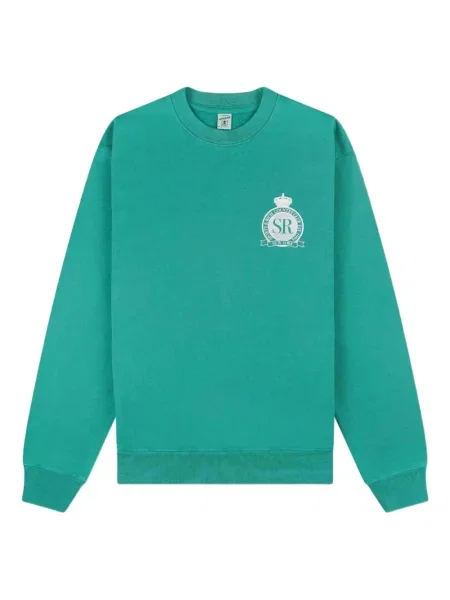 Pulover Sporty & Rich cu broderie verde