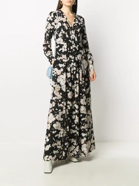 Rochie maxi Moschino cu model floral negru