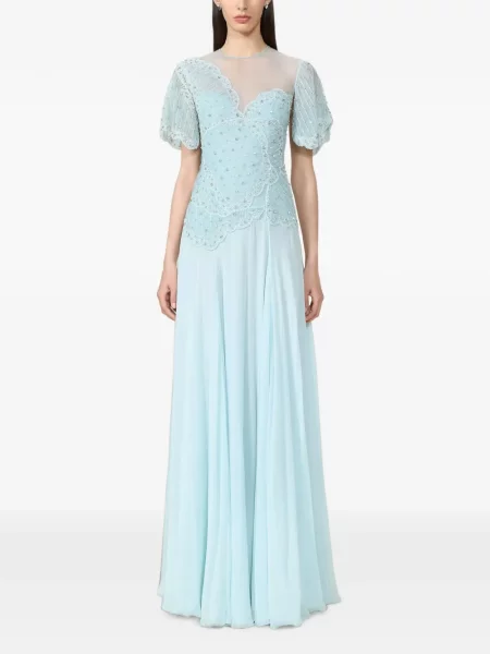 Rochie Costarellos de mătase albastru