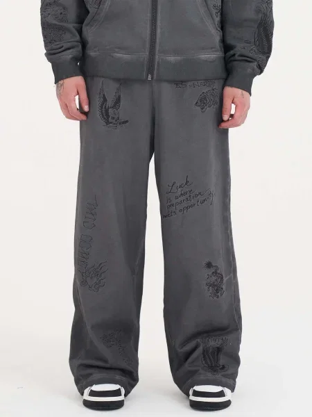 Ed Hardy Pantaloni metalic / grafit gri