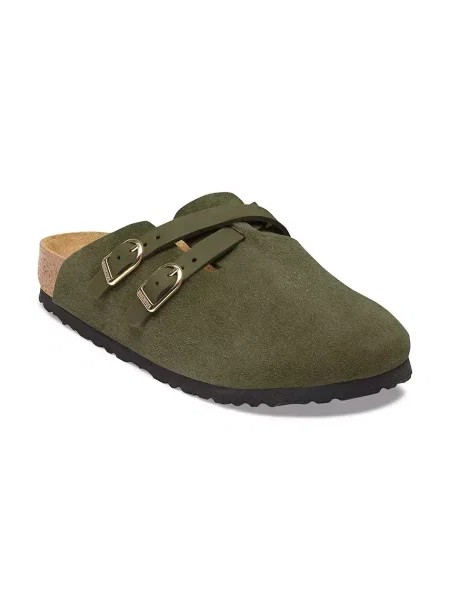 Σκαρπινια Birkenstock σουέντ με αγκράφα πράσινο