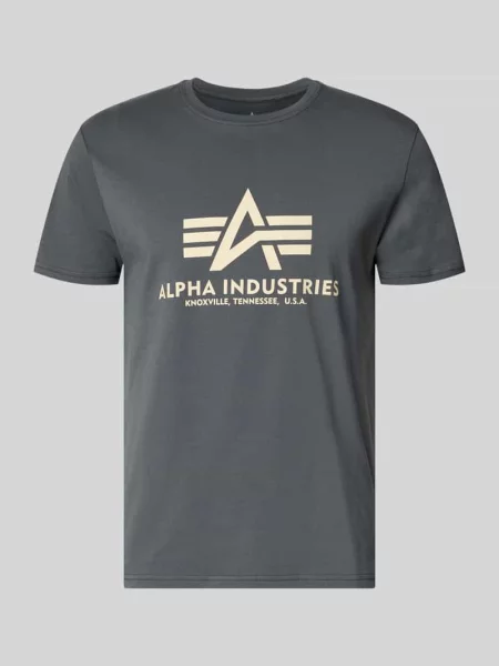 T-shirt z detalem z logo model BASIC' Alpha Industries szara