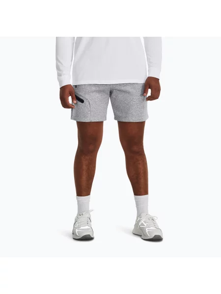 Pantaloni scurți de antrenament pentru bărbați Under Armour Unstoppable Fleece mod gray/black negru