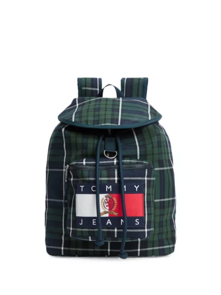 Rucsac Tommy Hilfiger în carouri cu autograf verde