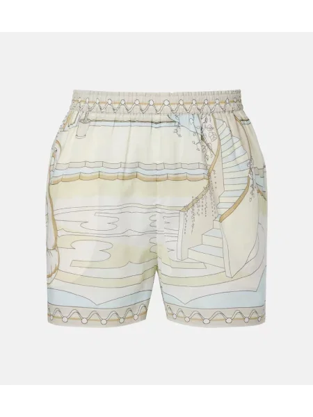 Pantaloni scurți Tory Burch cu imagine bej