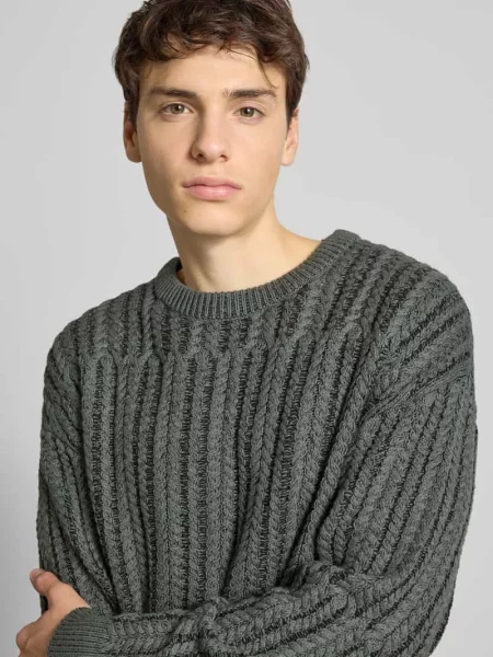 Sweter z dzianiny o kroju relaxed fit z mieszanki bawełny model ‘FILL RLX’ Only & Sons