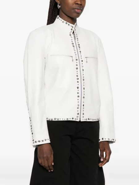 Kurtka R13 z ćwiekami biała