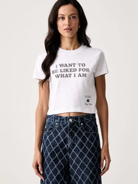 Guess tricou pentru femei din x MARILYN MONROE alb