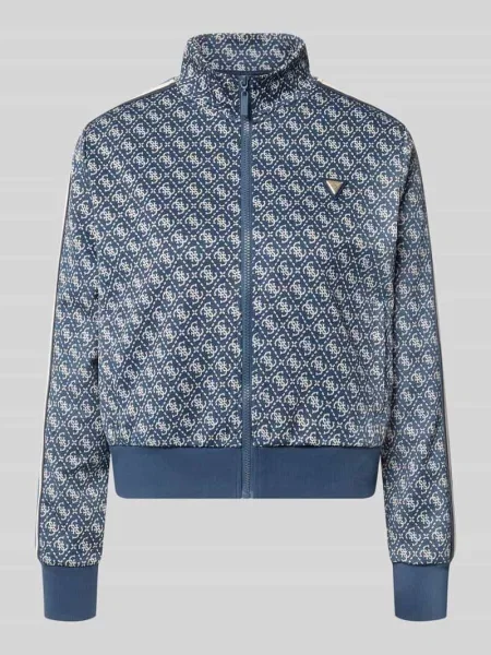 Bluza rozpinana o kroju regular fit z nadrukiem z logo na całej powierzchni Guess Activewear granatowa
