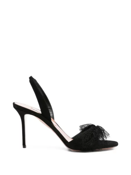 Сандали Aquazzura с дантела с отворена пета черно