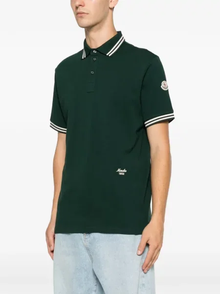 Ριγέ polo Moncler με κέντημα πράσινο