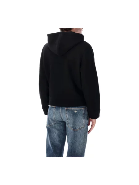 Bluza z kapturem Emporio Armani wełniana z kapturem czarna