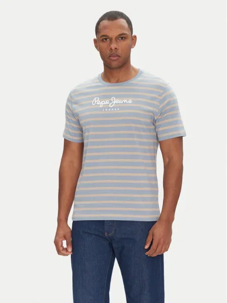Тениска Pepe Jeans с десен синьо