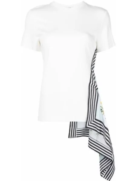 Tricou Monse cu imagine asimetric alb