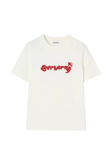 Tricou Burberry cu motiv cu inimi cu autograf alb