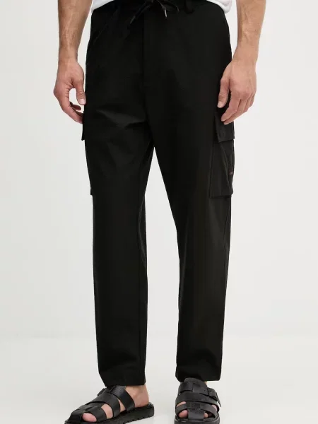 BOSS Orange pantaloni cargo pentru bărbați negru