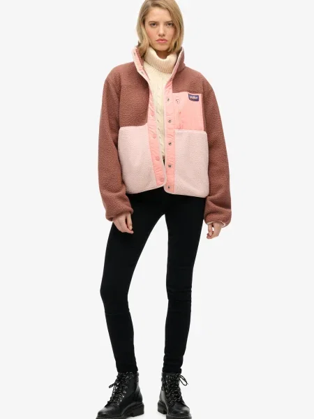 Superdry & Co Jachetă fleece maro pastel roz