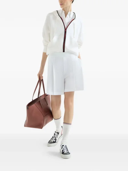 Pantaloni scurți Brunello Cucinelli stretch cu autograf alb