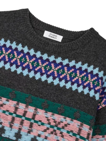 Pulover Tomboy cu decolteu rotund gri