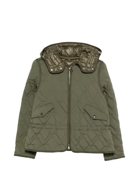 Jachetă matlasată Moncler cu glugă verde