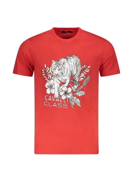 Tricou Cavalli Class cu imagine cu dungi de tigru roșu