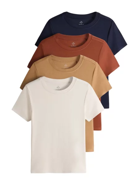 The Set Tricou maro cămilă / deschis / bleumarin / maro coniac bej