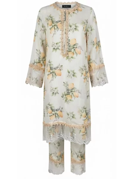 Bluză Radwa cu model floral bej