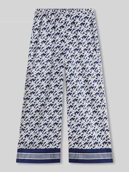 Spodnie z szerokimi nogawkami z mieszanka bawełny i jedwabiu Tommy Hilfiger