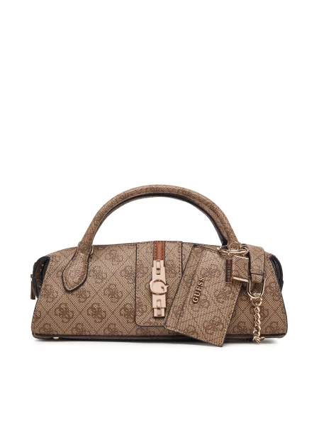 Guess Geantă Yvonne Logo Mini deschis maro
