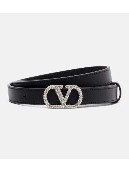 Curea Valentino Garavani din piele de cristal negru