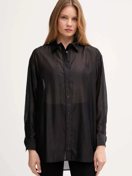 Mos Mosh cămașă DANIKA cu guler clasic relaxed negru