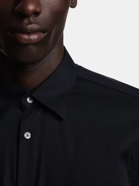Сорочка класична Emporio Armani темно-синій бавовна/еластан синя