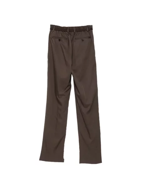Pantaloni Brioni de mătase cu cordon maro