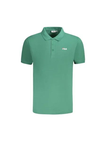Haftowana lniana koszulka polo Fila zielona