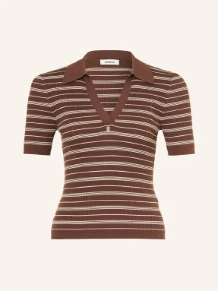 Sandro Dzianinowa Koszulka Polo braun brązowe