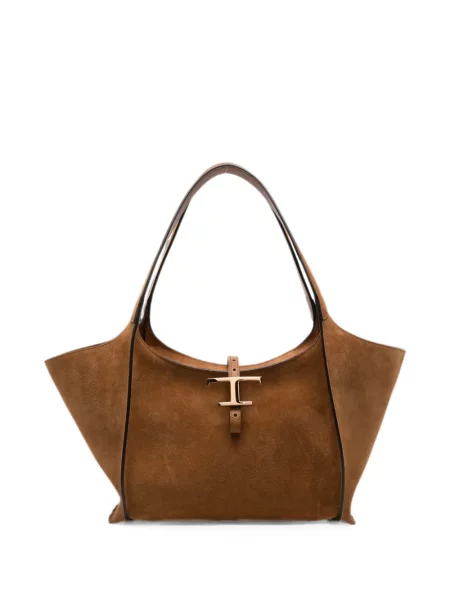 Geantă shopper Tod's din piele de căprioară maro