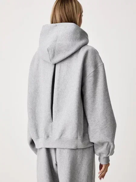 Флийс суичър с качулка Nike Sportswear с качулка сиво