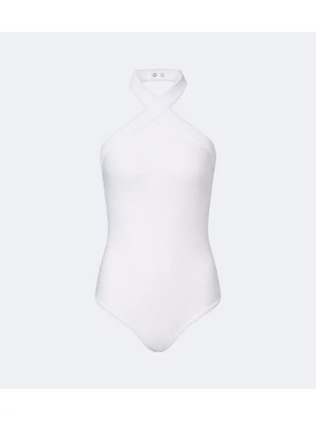 Body Balmain tricotate cu gât halter alb