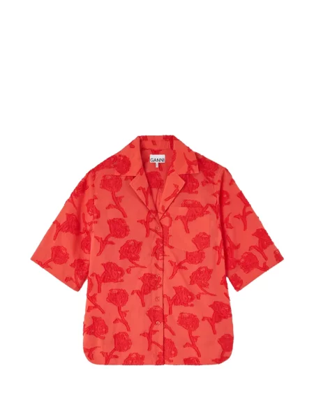 Cămașă Ganni cu model floral roșu