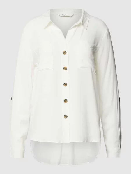 Bluzka koszulowa z z przedłużonym tyłem model ‘YASMIN’ Only biała