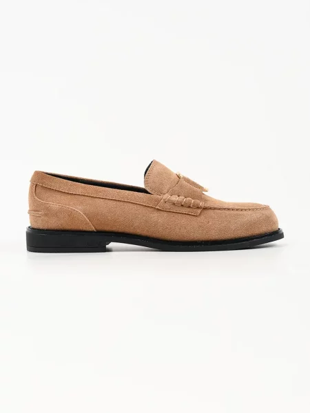 Karl Lagerfeld loafers slip-on pentru femei din piele întoarsă Mia bej