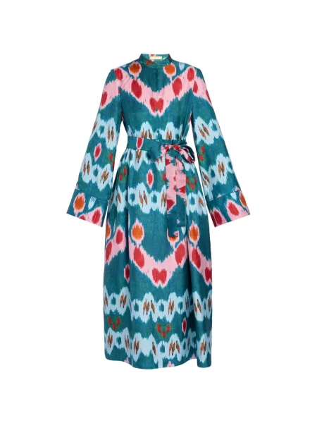 Rochie midi Erdem de mătase cu imagine albastru