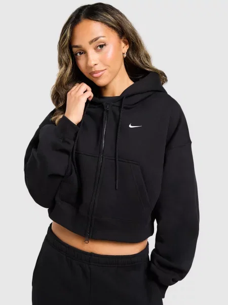Nike Bluza Rozpinana Z Kapturem W Nk Stdo Flc Crp czarna