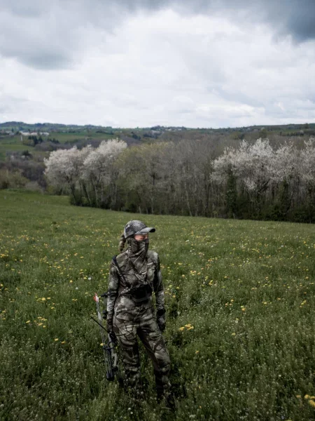 Koszulka outdoor z długim rękawem Solognac Respi silence treemetic zielona